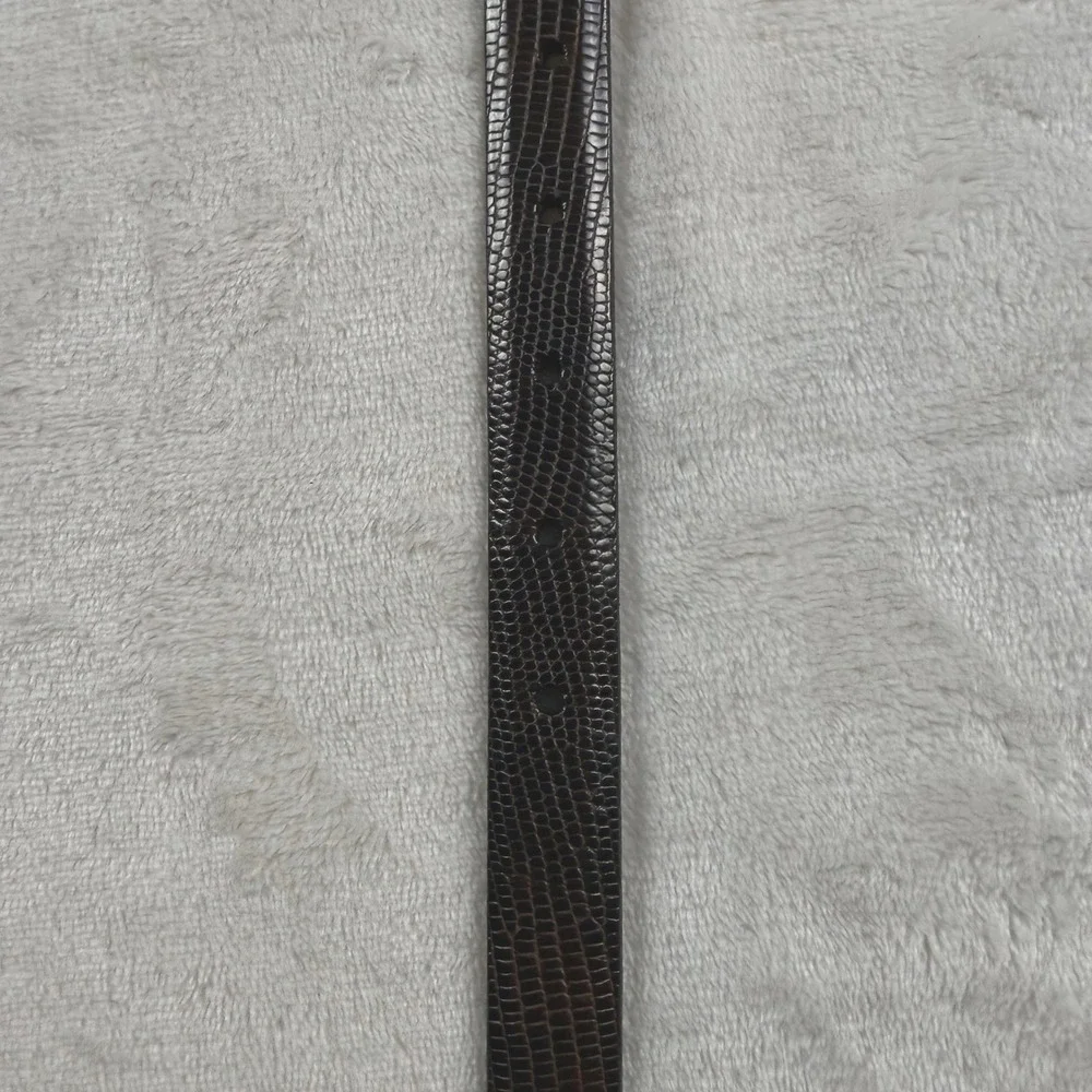 Ann Taylor Belt‎ Womens S Brown Lizard Embossed Leather Silver Buckle Timeless